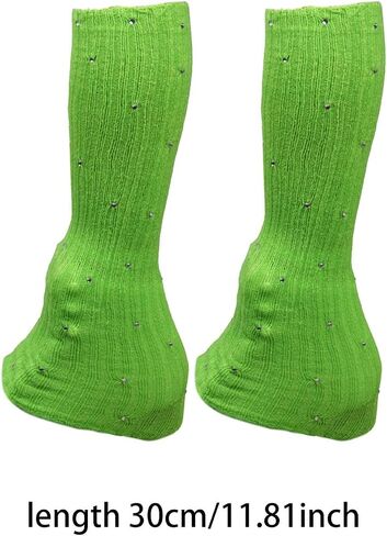 Figure Skating Leg Warmers, Comfortable And Decorative Warm Skating Socks, Knitted Long Leg Warmers for Winter Parties And Dances, Green in Kuwait