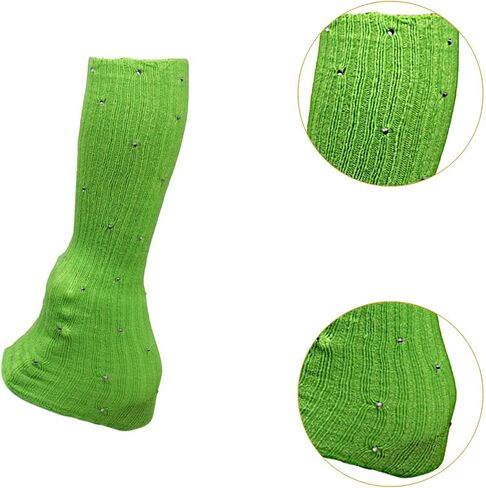 Figure Skating Leg Warmers, Comfortable And Decorative Warm Skating Socks, Knitted Long Leg Warmers for Winter Parties And Dances, Green in Kuwait
