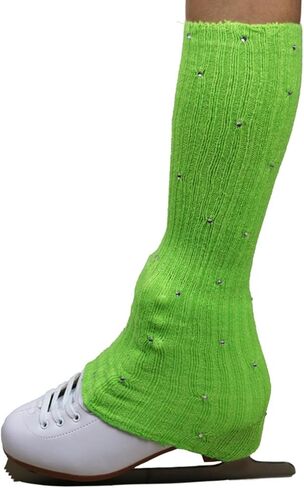 Figure Skating Leg Warmers, Comfortable And Decorative Warm Skating Socks, Knitted Long Leg Warmers for Winter Parties And Dances, Green in Kuwait