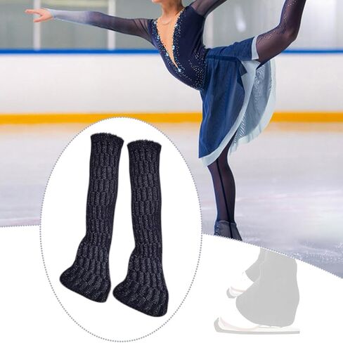 Menolana 2Pcs Figure Skating Leg Warmers Protectors Comfortable Warm Lightweight Boot Socks Leg Cover for Yoga Fitness Workouts Dance, Navy blue in Kuwait