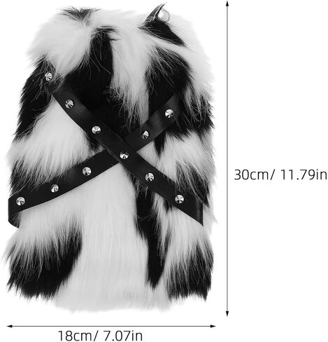 Faux Fur Leg Warmers for Boots with Punk Studs, Black and White Cow Print Plush Boot, 30cm Warm Fluffy Leg Covers for Women Winter Festival Cosplay in Kuwait
