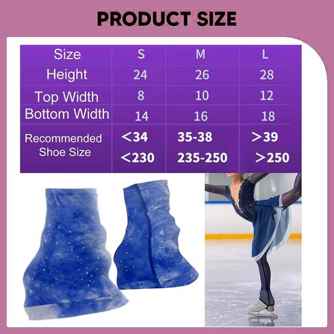 Vaveren Women Figure Skating Leg Warmers, over The Boot, Stylish, Clothing Accessories, Protection Anti Slip for Ice Skate Dance, with Rhinestones L in Kuwait