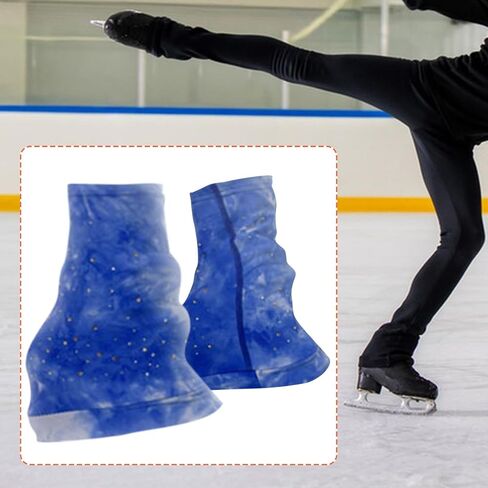 Vaveren Women Figure Skating Leg Warmers, over The Boot, Stylish, Clothing Accessories, Protection Anti Slip for Ice Skate Dance, with Rhinestones L in Kuwait