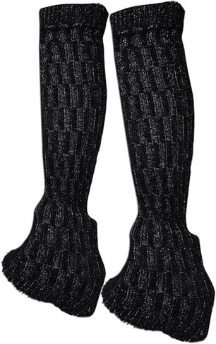 2x Figure Skating Leg Warmers Boot Socks Knitting Comfortable Sleeves Protectors for Yoga Training, Dance, Winter Activities, black in Kuwait