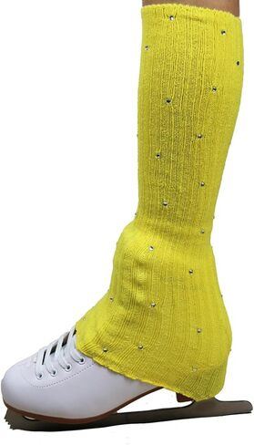 Figure Skating Leg Warmers, Comfortable And Decorative Warm Skating Socks, Knitted Long Leg Warmers for Winter Parties And Dances, Yellow in Kuwait
