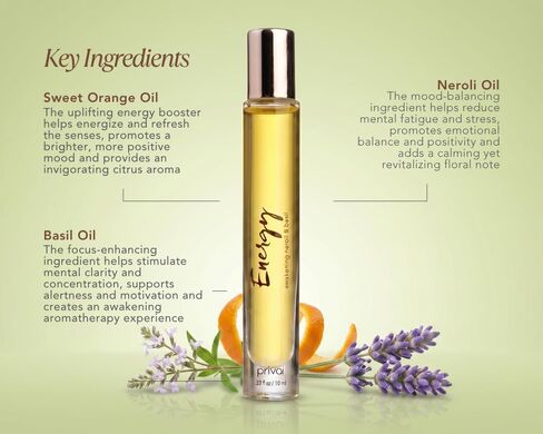 PRIVAI Neroli & Basil Essential Oil Roller Mini - Energy, 10 ML, Motivating Aromatherapy Blend for Mind and Body in Saudi Arabia