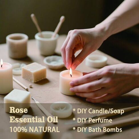 زيت الورد العطري، زيت الورد للعناية بالبشرة، التدليك، الناشر، المرطب، صابون DIY، شمعة، حمام، يوجا، هدية جاهزة، زيت عطر الورد - زيوت MLYNKL العطرية (4.33 أونصة سائلة / 130 مل) in Kuwait