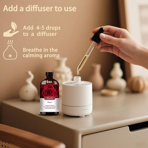 زيت الورد العطري، زيت الورد للعناية بالبشرة، التدليك، الناشر، المرطب، صابون DIY، شمعة، حمام، يوجا، هدية جاهزة، زيت عطر الورد - زيوت MLYNKL العطرية (4.33 أونصة سائلة / 130 مل) in Kuwait