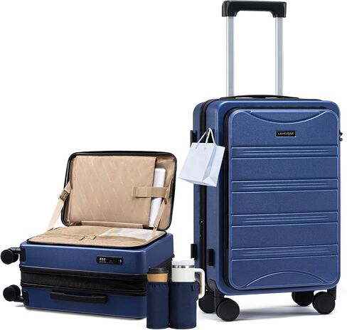 LOVEVOOK Carry On Luggage 20 Inch, Airline Approved Expandable Hard Shell Suitcase with Spinner Wheels, TSA Lock & Cup Holder, Fits Most Overhead Bins in Kuwait