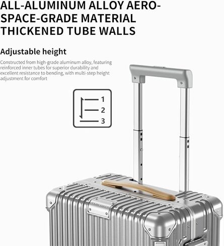 Carry On Luggage with Spinner Wheels and TSA Approved Hard Shell Suitcase with Aluminum Frame Zipperless Lightweight Luggage for Business Travel (Silver, 20in) in Kuwait
