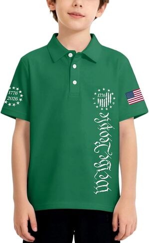 American Flag Polo Shirts Kids Boys Girls 4Th of July Patriotic Shirts Summer Bow Printed Graphic Blouses 3-13 Years in Kuwait