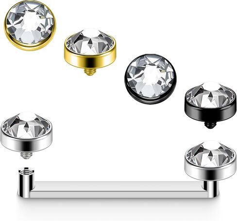XUU 14G ASTM F136 Titanium Surface Piercing Jewelry, Internally Threaded Staple Bar Tragus Piercing Jewelry for Flat Surface, Double CZ Tops, 10/12/14/16mm, 1 Staple + 3 Top Colors in Saudi Arabia