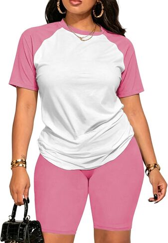 Ulovmi النساء 2 قطعة ملابس الصيف Sweatsuits السائق قصيرة تجريب Jogger مجموعات in Kuwait