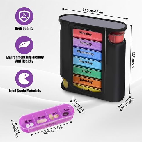Weekly Pill Organizer,7 Day Pill Organizer 4 Times a Day Medication Reminder, Medicine Organizer with 7 Individual Stacking Cases for Medication, Vitamins, Fish Oils,Supplements (Model 4.0) in Kuwait