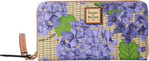 Dooney & Bourke Hydrangea Basketweave Large Zip Around Wristlet in Kuwait