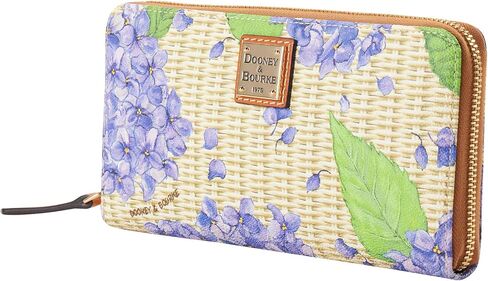 Dooney & Bourke Hydrangea Basketweave Large Zip Around Wristlet in Kuwait