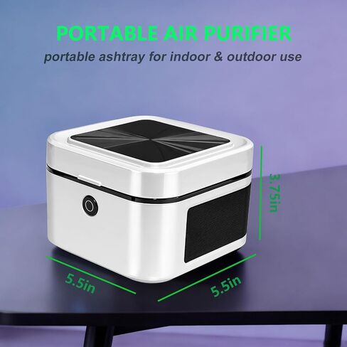 Multifunctional Smokeless Ashtray with HEPA Filter,Rechargeable Air Purifier for Cigarette Smoke,Portable Ashtray for Indoor & Outdoor Use (White) in Saudi Arabia
