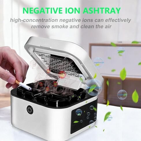 Multifunctional Smokeless Ashtray with HEPA Filter,Rechargeable Air Purifier for Cigarette Smoke,Portable Ashtray for Indoor & Outdoor Use (White) in Saudi Arabia