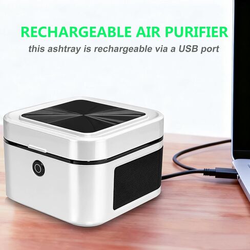 Multifunctional Smokeless Ashtray with HEPA Filter,Rechargeable Air Purifier for Cigarette Smoke,Portable Ashtray for Indoor & Outdoor Use (White) in Saudi Arabia