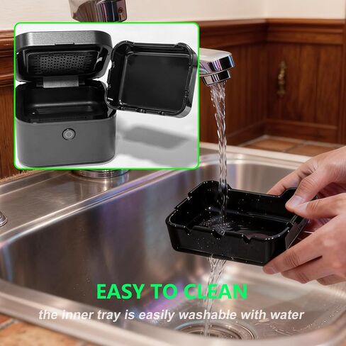 Multifunctional Smokeless Ashtray with HEPA Filter,Rechargeable Air Purifier for Cigarette Smoke,Portable Ashtray for Indoor & Outdoor Use (White) in Saudi Arabia