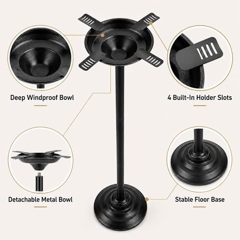 Outdoor Standing Tray for Patio, Windproof Detachable Metal Bowl with Floor Stand, Adjustable Height Patio Dish for Deck, Porch, Backyard, Grill Area and Poolside Small Items in Saudi Arabia