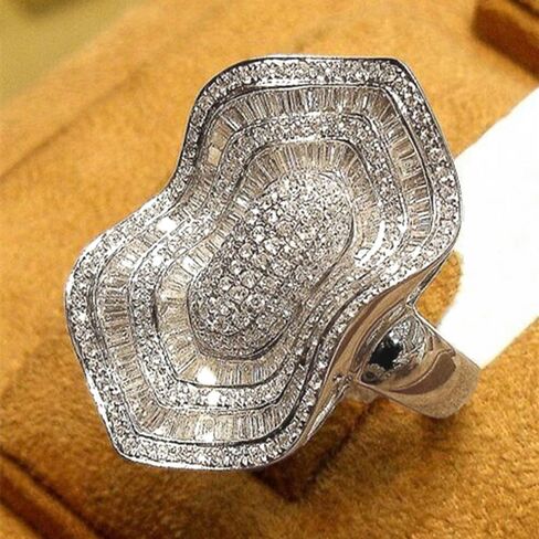 Irregular-Shaped Micro-Pave CZ Statement Ring Luxury Party Jewelry for Women in Kuwait