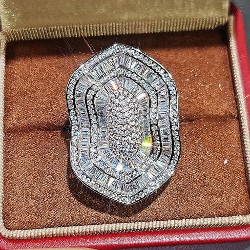 Irregular-Shaped Micro-Pave CZ Statement Ring Luxury Party Jewelry for Women in Kuwait