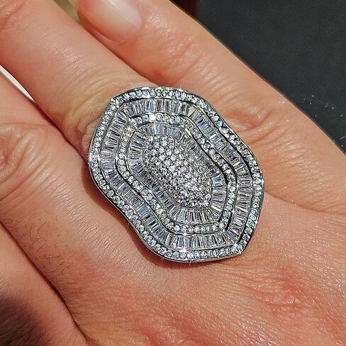 Irregular-Shaped Micro-Pave CZ Statement Ring Luxury Party Jewelry for Women in Kuwait
