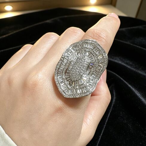 Irregular-Shaped Micro-Pave CZ Statement Ring Luxury Party Jewelry for Women in Kuwait