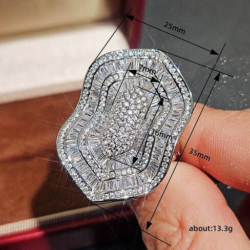 Irregular-Shaped Micro-Pave CZ Statement Ring Luxury Party Jewelry for Women in Kuwait