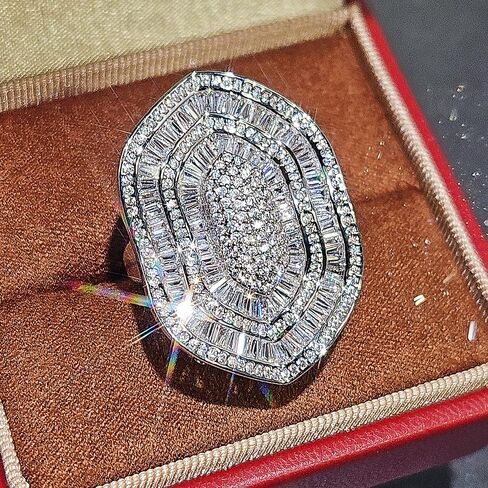 Irregular-Shaped Micro-Pave CZ Statement Ring Luxury Party Jewelry for Women in Kuwait