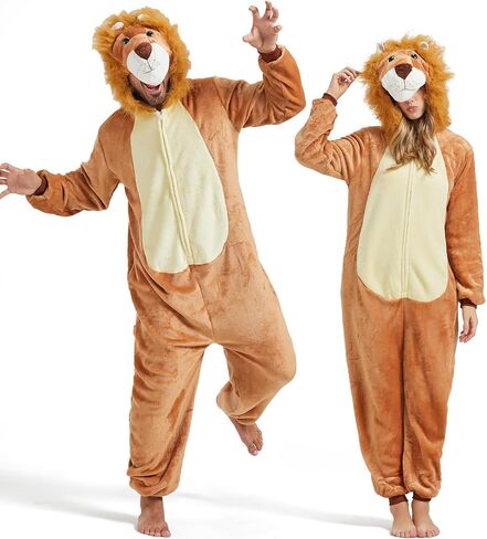 QUCH Adult Onesie Costume-Unisex Animal Onesies for Adults Halloween Costume, Halloween Onesie Adult Onesie Pajamas for Women Lion S in Saudi Arabia