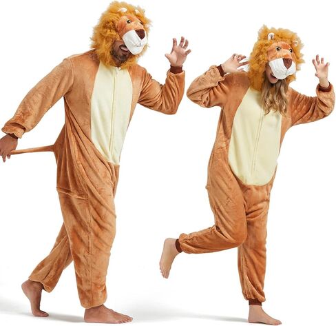 QUCH Adult Onesie Costume-Unisex Animal Onesies for Adults Halloween Costume, Halloween Onesie Adult Onesie Pajamas for Women Lion S in Saudi Arabia