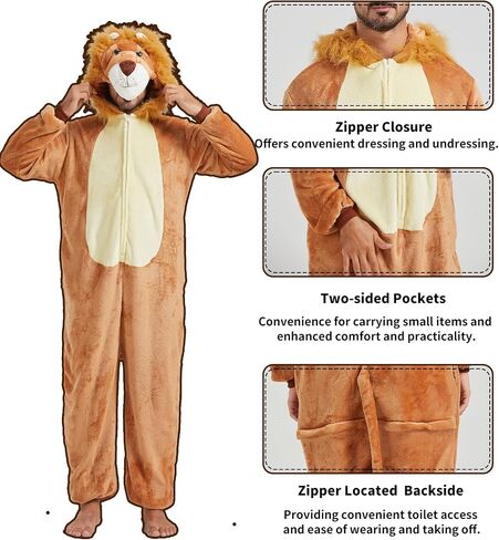 QUCH Adult Onesie Costume-Unisex Animal Onesies for Adults Halloween Costume, Halloween Onesie Adult Onesie Pajamas for Women Lion S in Saudi Arabia