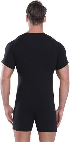 Landofgenie Mens Onesie Bodysuit Short Sleeve Henley Jumpsuit Pajamas One Piece Rompers Black XS in Kuwait