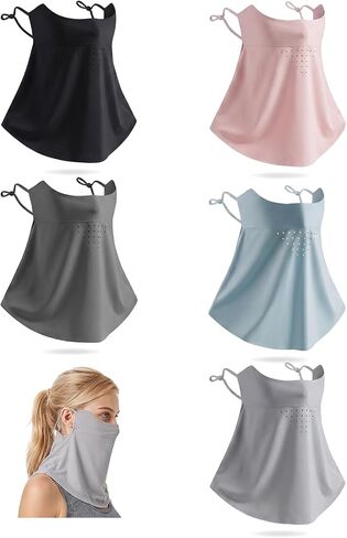5-Pack UV Sun Protection Face Mask with Neck Coverage, UPF 50+ Cooling Neck Gaiter Scarf, Breathable Face Cover for Summer Outdoors (Multicolor) in Saudi Arabia