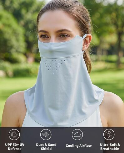 5-Pack UV Sun Protection Face Mask with Neck Coverage, UPF 50+ Cooling Neck Gaiter Scarf, Breathable Face Cover for Summer Outdoors (Multicolor) in Saudi Arabia