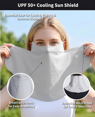 5-Pack UV Sun Protection Face Mask with Neck Coverage, UPF 50+ Cooling Neck Gaiter Scarf, Breathable Face Cover for Summer Outdoors (Multicolor) in Saudi Arabia