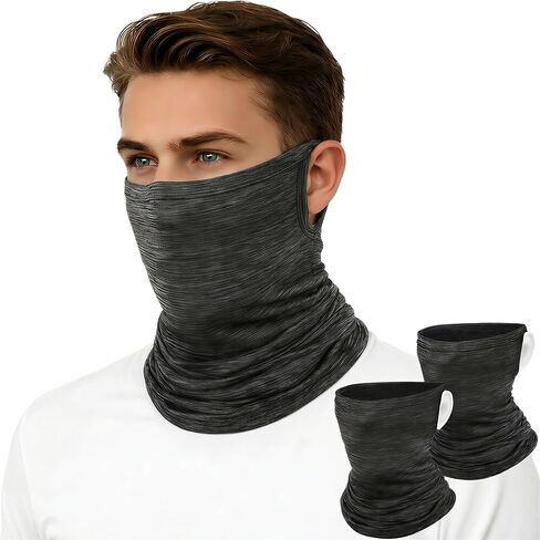 Neck Gaiter with Open-Ear Design, Cooling Nylon Fabric, UV Sun Protection Face Cover for Fishing, Hiking, Cycling (2 Pack) in Saudi Arabia