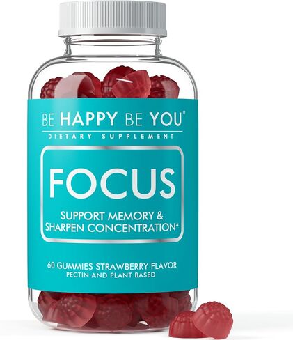 Focus Gummies – NAD+ Brain Supplement with Phosphatidylserine, Alpha GPC Choline & Green Tea Extract – Memory & Focus Support – Strawberry – 60 Count – Made in USA in Saudi Arabia
