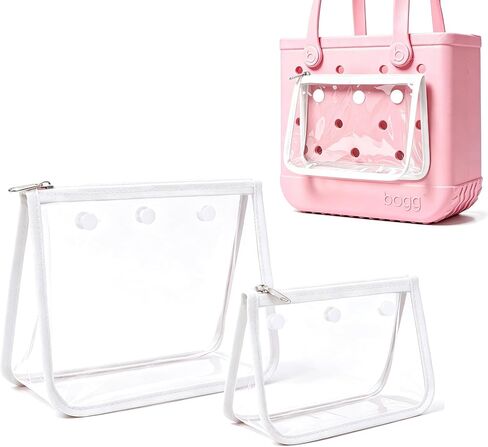 LETGO Clear Insert Bags for Bogg Bag, 2 Pack Waterproof Transparent PVC Cosmetic Pouch Zipper,Compatible with Bogg Bag Accessories,Travel Toiletry Organizer Set for Beach Pool and Daily Use (White) in Saudi Arabia