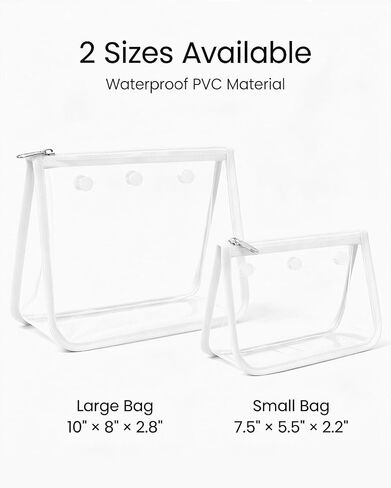 LETGO Clear Insert Bags for Bogg Bag, 2 Pack Waterproof Transparent PVC Cosmetic Pouch Zipper,Compatible with Bogg Bag Accessories,Travel Toiletry Organizer Set for Beach Pool and Daily Use (White) in Saudi Arabia