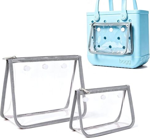 LETGO Clear Insert Bags for Bogg Bag, 2 Pack Waterproof Transparent PVC Cosmetic Pouch Zipper,Compatible with Bogg Bag Accessories,Travel Toiletry Organizer Set for Beach Pool and Daily Use (White) in Saudi Arabia