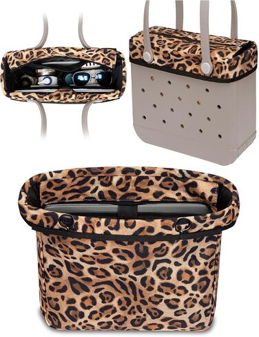 Nyton Organizer Insert Only Compatible with Bogg Bag Original Medium, Beach Bag Organizer with Zipper Lid (Leopard, Medium) in Saudi Arabia