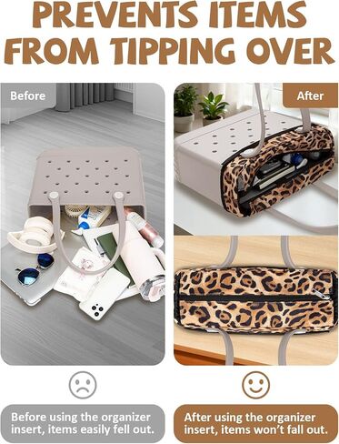 Nyton Organizer Insert Only Compatible with Bogg Bag Original Medium, Beach Bag Organizer with Zipper Lid (Leopard, Medium) in Saudi Arabia