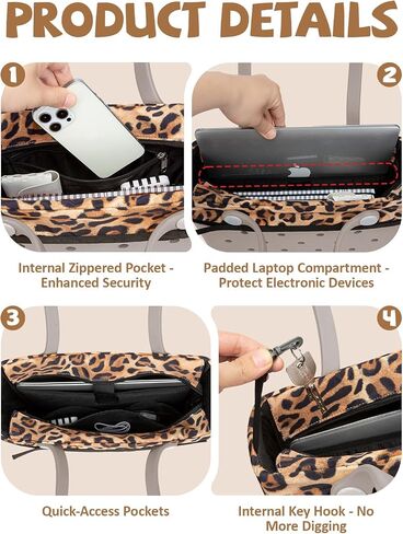 Nyton Organizer Insert Only Compatible with Bogg Bag Original Medium, Beach Bag Organizer with Zipper Lid (Leopard, Medium) in Saudi Arabia
