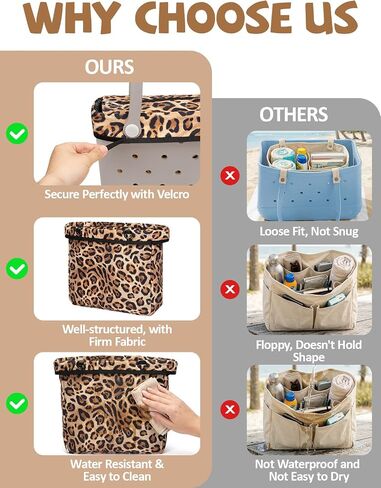Nyton Organizer Insert Only Compatible with Bogg Bag Original Medium, Beach Bag Organizer with Zipper Lid (Leopard, Medium) in Saudi Arabia