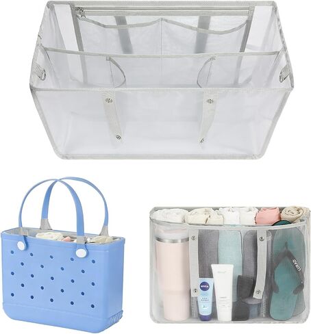 MoKo Beach Bag Organizer Inserts for Original X-Large Bogg Bag Accessories, Lightweight Mesh Insert Divider Pouch, Save Storage Space, Gray in Kuwait