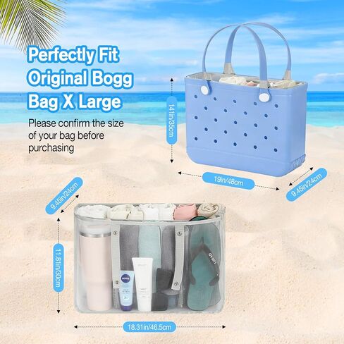 MoKo Beach Bag Organizer Inserts for Original X-Large Bogg Bag Accessories, Lightweight Mesh Insert Divider Pouch, Save Storage Space, Gray in Kuwait