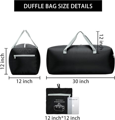 iFARADAY Foldable Duffel Bag 30" / 75L Lightweight with Water Rresistant for Travel-Black in Kuwait